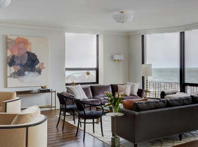  Transitional Apartment Living Room. Lakeshore Drive Two by KitchenLab | Rebekah Zaveloff Interiors.
