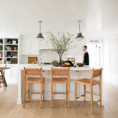  Farmhouse Minimalist Beach House Kitchen. Bellport, NY by Jaimie Baird Design.