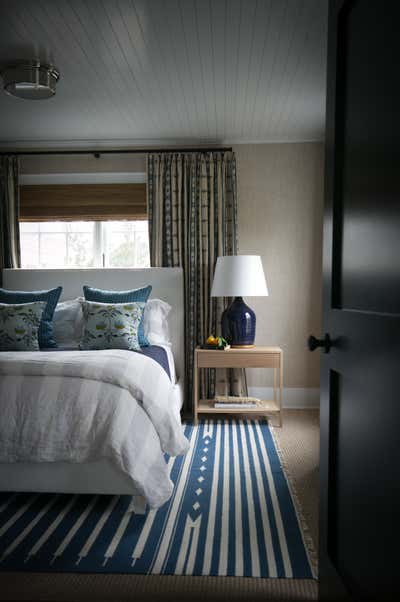  Cottage Beach House Bedroom. Bellport, NY by Jaimie Baird Design.