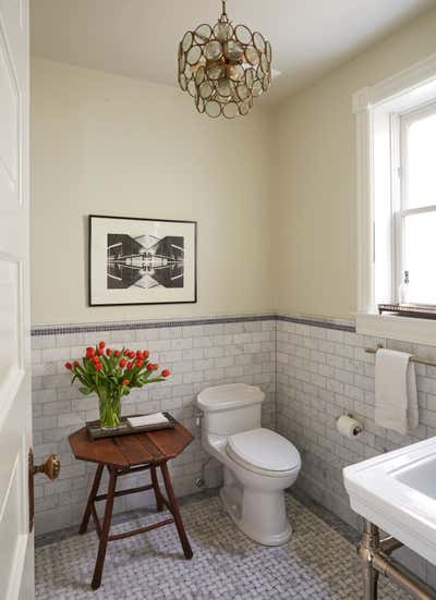  English Country Preppy Family Home Bathroom. Wellington by KitchenLab | Rebekah Zaveloff Interiors.