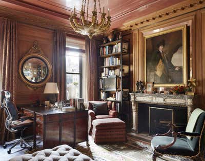  French British Colonial Apartment Office and Study. Consolidation of Two Park Avenue Apartments by Ferguson & Shamamian Architects.