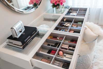  Modern Family Home Storage Room and Closet. Beauty Blogger's Dressing Room by LA Closet Design.