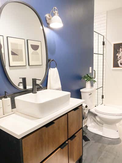  Transitional Family Home Bathroom. Industrial Basement Finish by Eden and Gray Design Build.