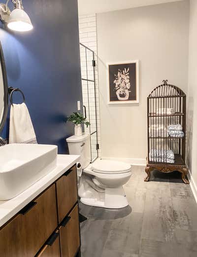  Transitional Family Home Bathroom. Industrial Basement Finish by Eden and Gray Design Build.