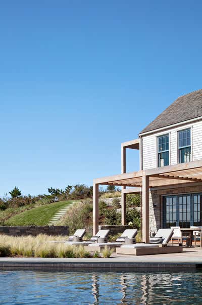  Coastal Transitional Beach House Exterior. Nantucket Harbor Compound by Workshop APD.