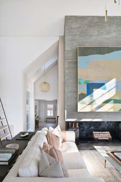  Modern Beach House Living Room. Nantucket Harbor Compound by Workshop APD.