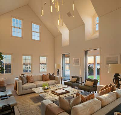 Beach Style Beach House Living Room. Nantucket Harbor Compound by Workshop APD.