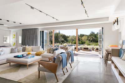 Beach Style Beach House Living Room. Nantucket Harbor Compound by Workshop APD.