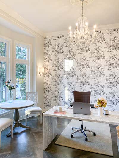  French Modern Office Office and Study. Feminine Home Office by Eden and Gray Design Build.