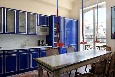  Eclectic French Apartment Kitchen. Paris Pied-à-Terre by Robert Couturier, Inc..