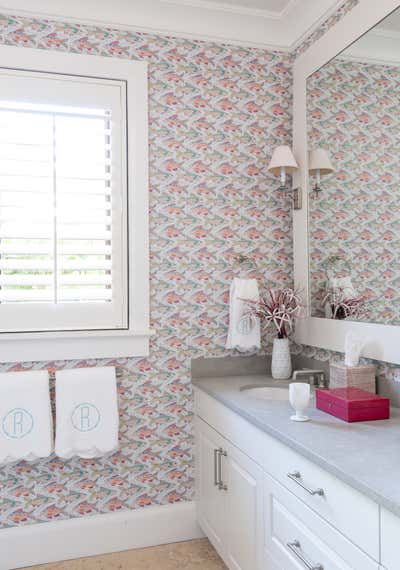  Preppy Tropical Beach House Bathroom. Bahamas by Kristen Nix Interiors.