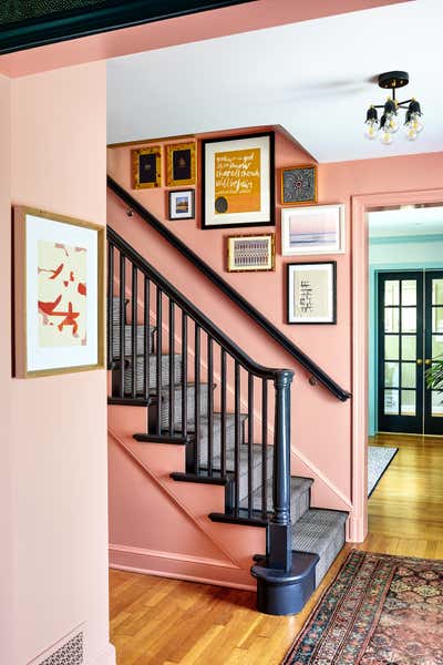  Mid-Century Modern Family Home Entry and Hall. Framebridge x Zoe Feldman Design by Zoe Feldman Design.