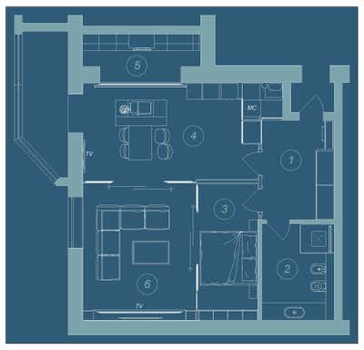  Modern Apartment Open Plan.  Quiet Harbor by Otodesign Studio.