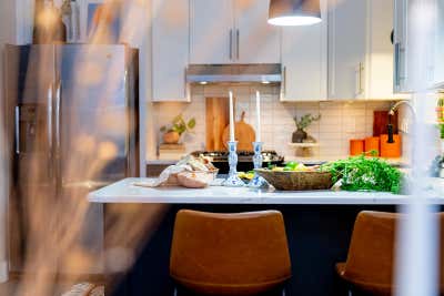  Mid-Century Modern Kitchen. Black + White Kitchen  by The Whitley Co..