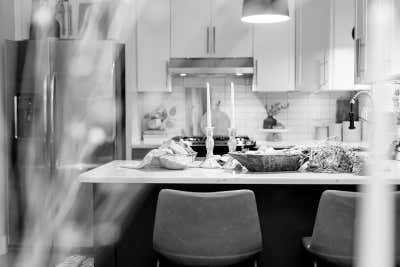  Mid-Century Modern Kitchen. Black + White Kitchen  by The Whitley Co..