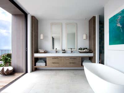 Contemporary Beach House Bathroom. Beach House by Dylan Farrell Design.