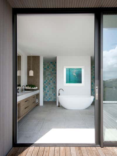  Transitional Beach House Bathroom. Beach House by Dylan Farrell Design.
