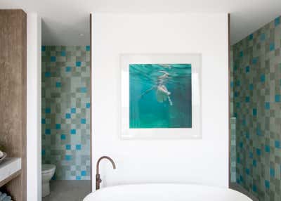  Mid-Century Modern Minimalist Beach House Bathroom. Beach House by Dylan Farrell Design.