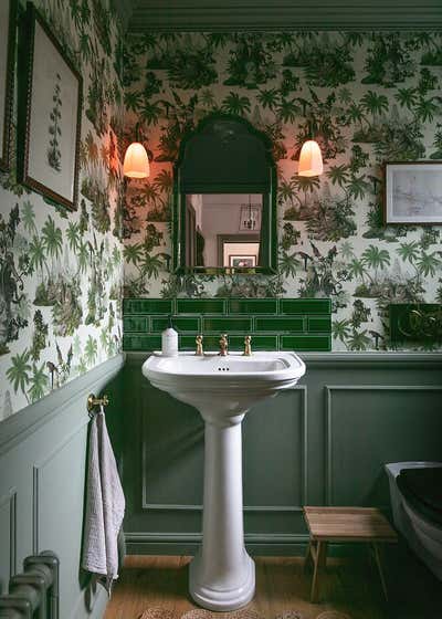  Hollywood Regency Maximalist Family Home Bathroom. Sunny & Soulful by Anouska Tamony Designs.