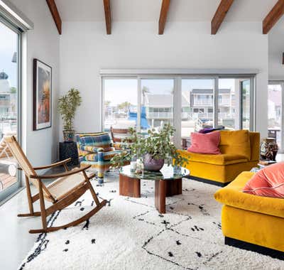  Mid-Century Modern Beach House Living Room. H A R B O R by Nick Fyhrie Studio.