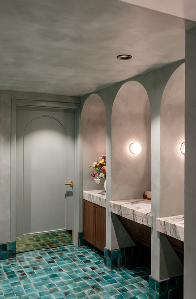  Mid-Century Modern Restaurant Bathroom. Marine Layer Winery by Hommeboys.