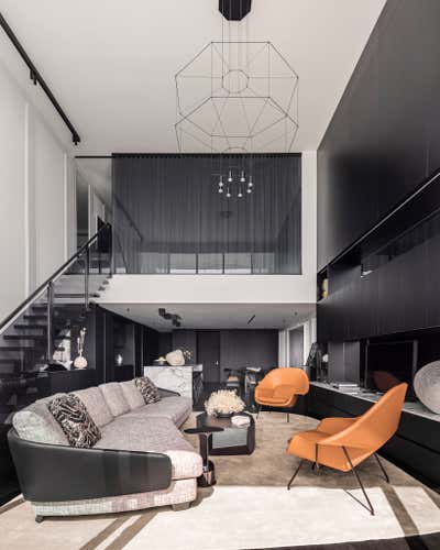  Modern Living Room. Museum Residence  by B+G Design Inc.