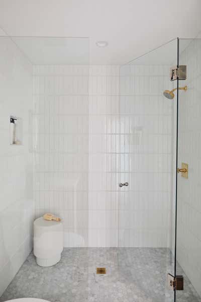  Eclectic Scandinavian Family Home Bathroom. Portico Green by Tara Cain Design.