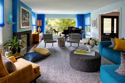 Preppy Mid-Century Modern Family Home Living Room. Montclair Home Renovation by Andrew Suvalsky Designs.