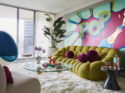  Bohemian Modern Apartment Living Room. Marina Towers by Lisa Wolfe Design.