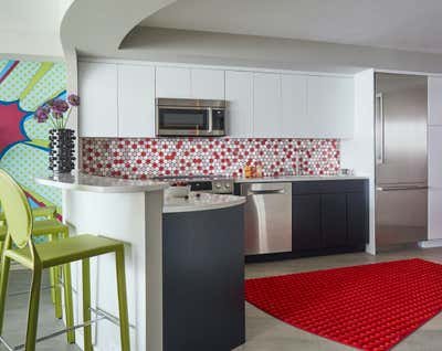  Mid-Century Modern Apartment Kitchen. Marina Towers by Lisa Wolfe Design.