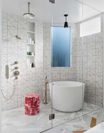  Organic Transitional Bathroom. Art Filled Home by Jeff Schlarb Design Studio.