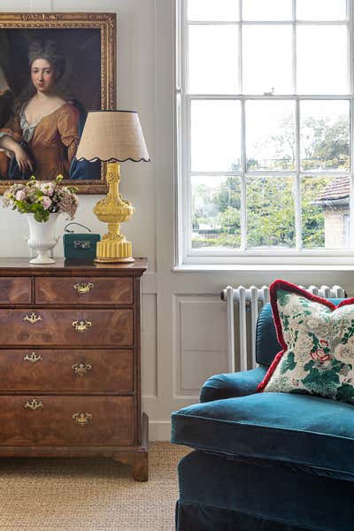  English Country Eclectic Country House Bedroom. Oxfordshire by Samantha Todhunter Design Ltd..