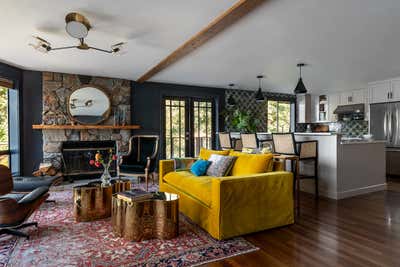  English Country Vacation Home Living Room. Vashon Island by Hattie Sparks Interiors.