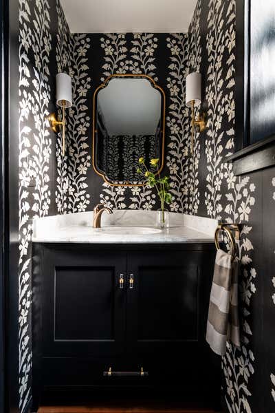  English Country Traditional Vacation Home Bathroom. Vashon Island by Hattie Sparks Interiors.