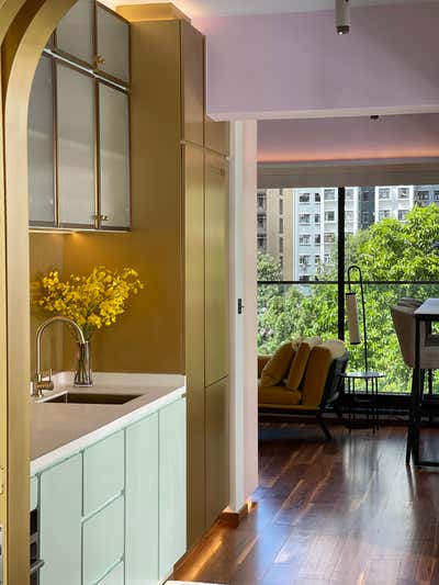 Art Deco Apartment Kitchen. Colourful Urban Apartment  by Atelier Lane.