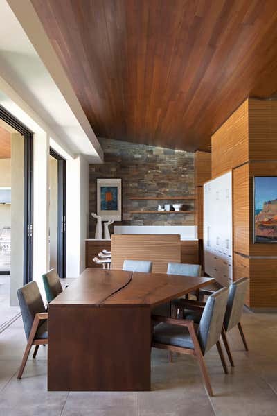Modern Vacation Home Dining Room. Mountainside Bird's Nest  by Anita Lang/IMI Design.