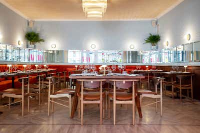  Mid-Century Modern Restaurant Dining Room. Lee restaurant by Marit Ilison Creative Atelier.