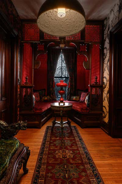  Victorian Entry and Hall. Window Seat  by Raven Vanguard Design Studio, LLC.