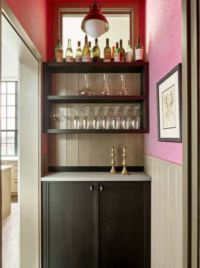  Mid-Century Modern Eclectic Family Home Bar and Game Room. Beacon Hill Carriage House by LTK Interiors.