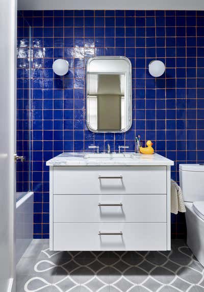  Mid-Century Modern Family Home Bathroom. Beacon Hill Carriage House by LTK Interiors.