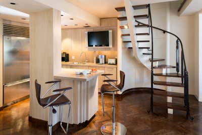  Transitional Contemporary Apartment Kitchen. Artists Pied-a-Terre by Dana Nicholson Studio Inc..