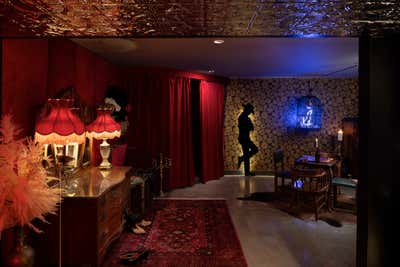  Bohemian Transitional Bachelor Pad Bar and Game Room. Wolff Street by HABITAT Studio.