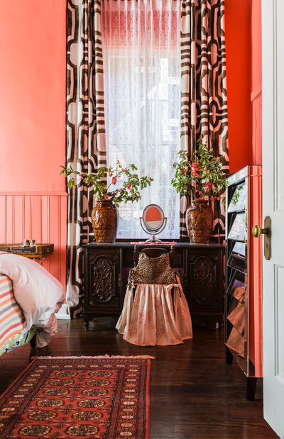  Hollywood Regency Family Home Bedroom. Cherokee by Lucinda Loya Interiors.