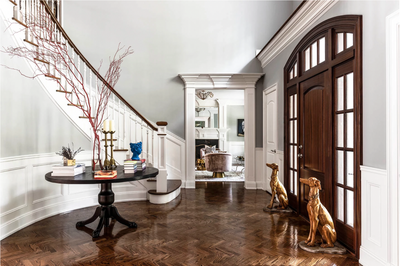  English Country Entry and Hall. New Canaan by Lucinda Loya Interiors.