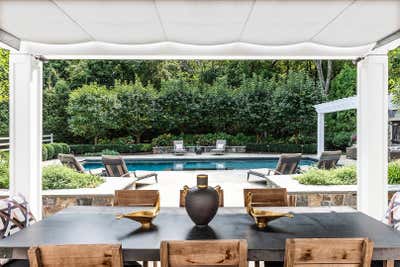  English Country Modern Family Home Patio and Deck. New Canaan by Lucinda Loya Interiors.