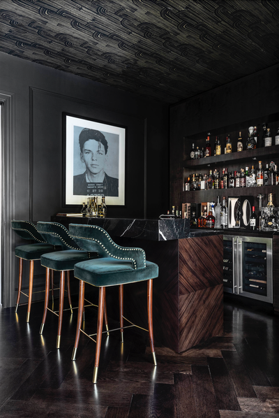  Regency Family Home Bar and Game Room. Saddlebranch II by Lucinda Loya Interiors.