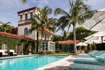  French Family Home Exterior. Palm Beach Estate by Sherrill Canet Interiors.