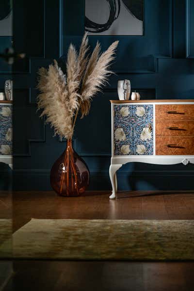  Maximalist Entry and Hall. Pimpernel Walnut Sideboard by Patience & Gough.