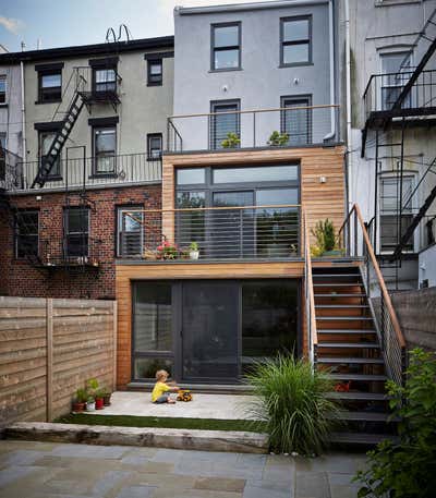  Industrial Craftsman Family Home Patio and Deck. Brownstone Gut Renovation and Addition by Sarah Jefferys Architecture + Interiors.