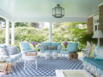 Coastal Beach House Patio and Deck. A Shingle Style Home by Stewart Manger Interior Design .